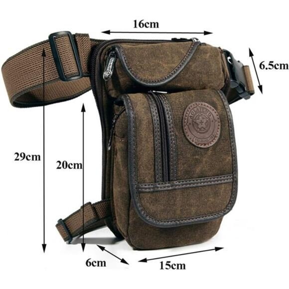 Canvas Waist Pack Drop Leg Bag Belt Bumbag Multi-Purpose Motorcycle bag - Picture 4 of 7